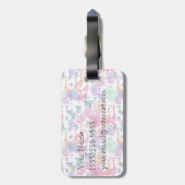 Tropische Waterverf Patroon | Monogram Bagagelabel (Achterkant verticaal)