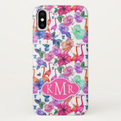 Tropische Waterverf Patroon | Monogram Case-Mate iPhone Case (Achterkant)