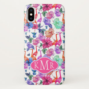 Tropische Waterverf Patroon Monogram iPhone X Hoesje