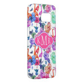 Tropische Waterverf Patroon | Monogram Case-Mate Samsung Galaxy Hoesje (Back/Rechts)