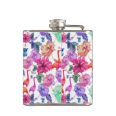 Tropische Waterverf Patroon | Monogram Heupfles (Achterkant)