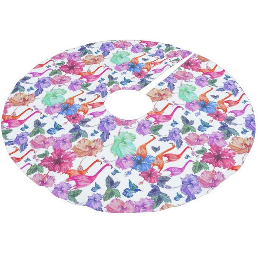 Tropische Waterverf Patroon | Monogram Kerstboom Rok (Gekanteld)