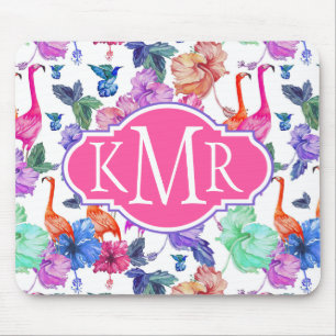 Tropische Waterverf Patroon Monogram Muismat
