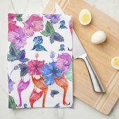 Tropische Waterverf Patroon | Monogram Theedoek (Quarter Fold)