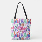 Tropische Waterverf Patroon | Monogram Tote Bag (Achterkant)