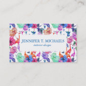 Tropische Waterverf Patroon | Monogram Visitekaartje (Voorkant)