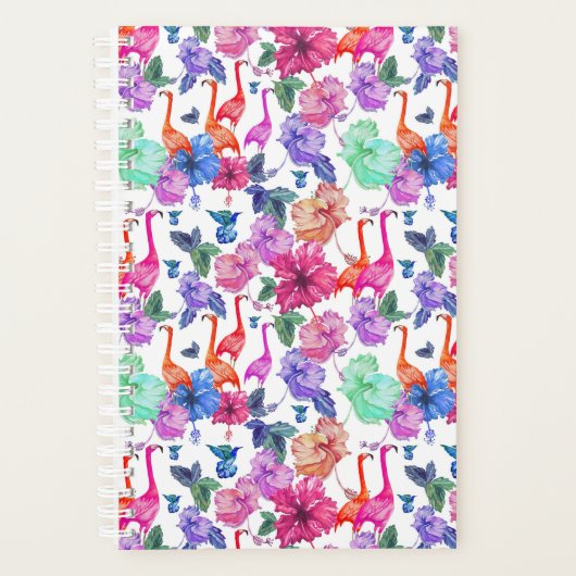 Tropische Waterverf Patroon Planner (Voorkant)