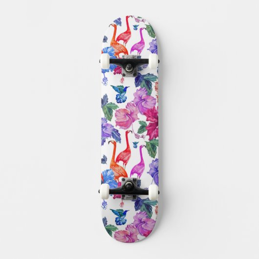 Tropische Waterverf Patroon Skateboard (Voorkant)