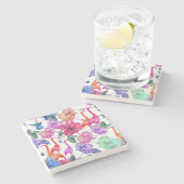 Tropische Waterverf Patroon Stenen Onderzetter (Zijkant)