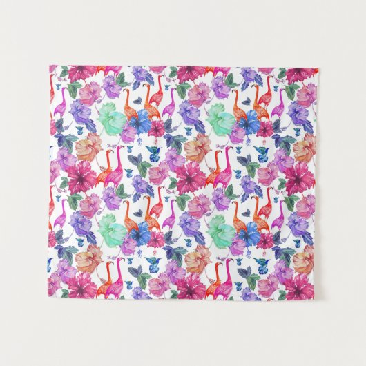 Tropische Waterverf Patroon Wandkleed (Voorkant (horizontaal))