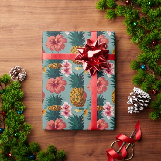 Tropische Waterverf Pineappel Naadloos patroon Cadeaupapier (Feestdagen Geschenken)