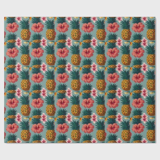 Tropische Waterverf Pineappel Naadloos patroon Cadeaupapier (Vlak)