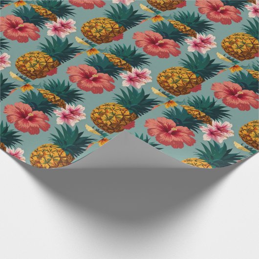 Tropische Waterverf Pineappel Naadloos patroon Cadeaupapier (Hoek)