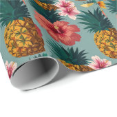 Tropische Waterverf Pineappel Naadloos patroon Cadeaupapier (Rol Hoek)