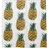 Tropische Waterverf Pineappel Naadloos patroon Douchegordijn (Voorkant)