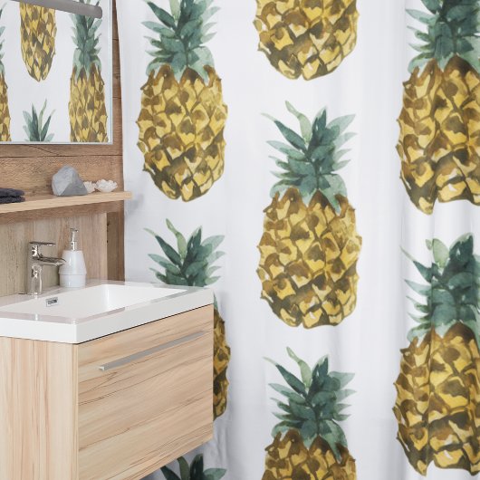 Tropische Waterverf Pineappel Naadloos patroon Douchegordijn