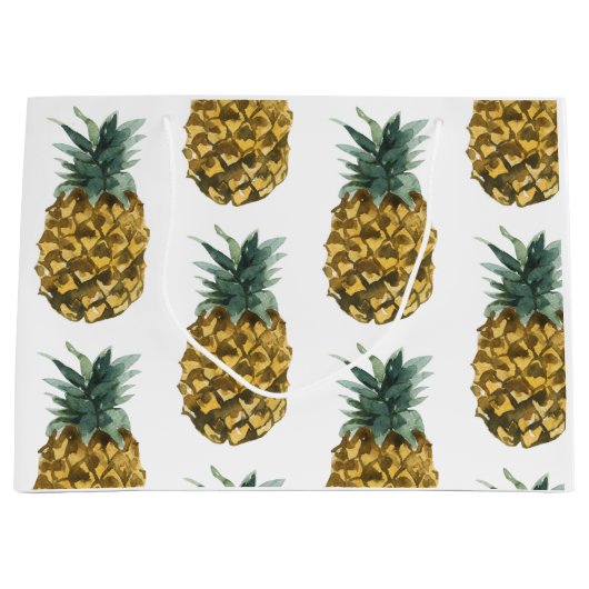 Tropische Waterverf Pineappel Naadloos patroon Groot Cadeauzakje (Voorkant)