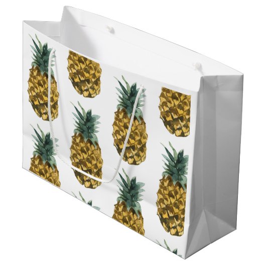 Tropische Waterverf Pineappel Naadloos patroon Groot Cadeauzakje (Voorkant Gekanteld)