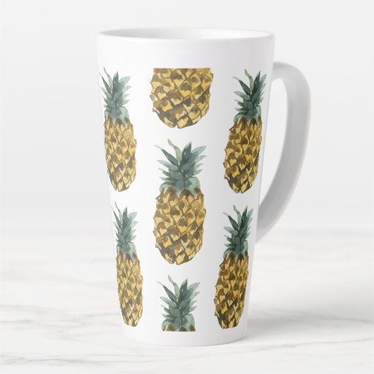 Tropische Waterverf Pineappel Naadloos patroon Latte Mok (Rechterhoek)