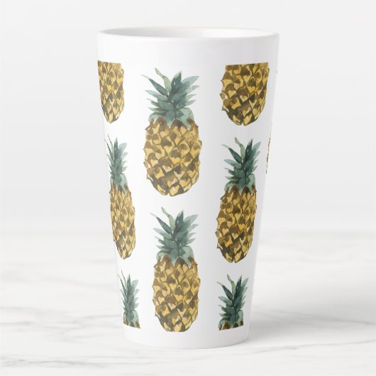 Tropische Waterverf Pineappel Naadloos patroon Latte Mok (Voorkant)