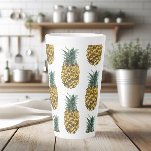 Tropische Waterverf Pineappel Naadloos patroon Latte Mok