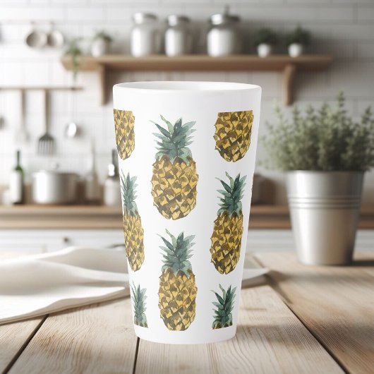 Tropische Waterverf Pineappel Naadloos patroon Latte Mok
