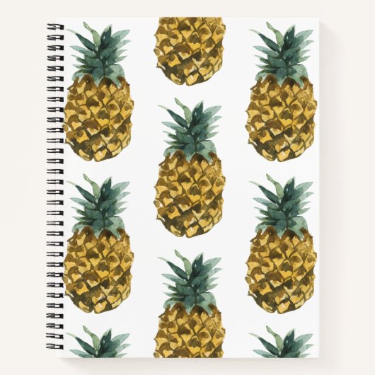 Tropische Waterverf Pineappel Naadloos patroon Notitieboek (Voorkant)
