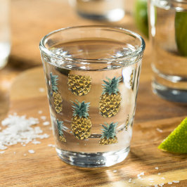 Tropische Waterverf Pineappel Naadloos patroon Shot Glas