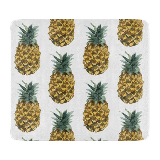 Tropische Waterverf Pineappel Naadloos patroon Snijplank (Voorkant)