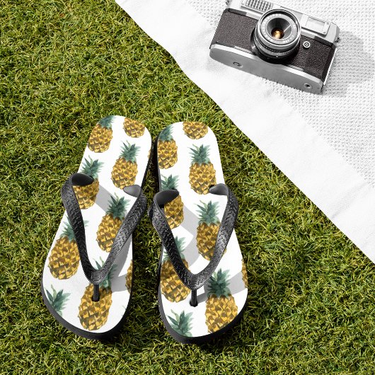 Tropische Waterverf Pineappel Naadloos patroon Teenslippers