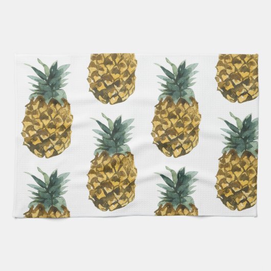 Tropische Waterverf Pineappel Naadloos patroon Theedoek (Horizontaal)