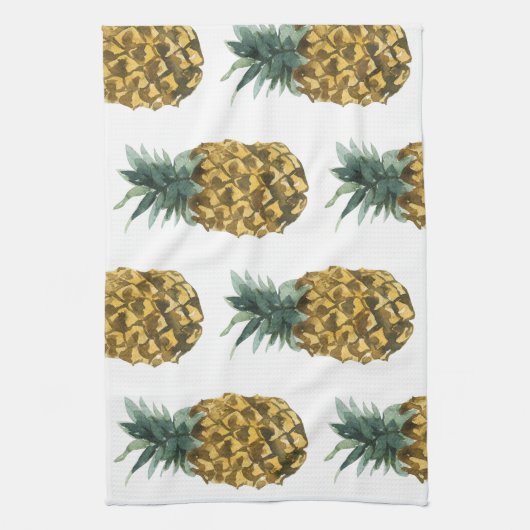 Tropische Waterverf Pineappel Naadloos patroon Theedoek (Verticaal)