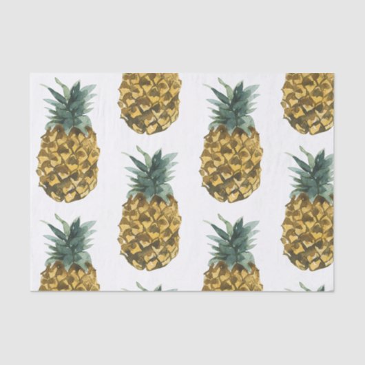 Tropische Waterverf Pineappel Naadloos patroon Tissuepapier (Voorkant)