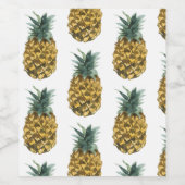 Tropische Waterverf Pineappel Naadloos patroon Wijn Etiket (Enkel label)