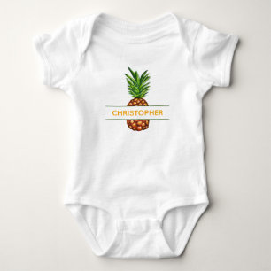 Tropische Waterverf Pineappelnaam Baby Romper
