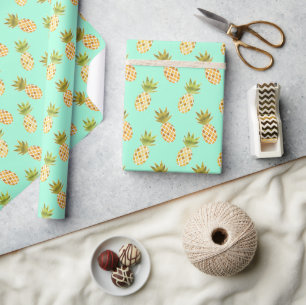 Tropische Waterverf Pineappelpatroon Cadeaupapier
