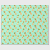 Tropische Waterverf Pineappelpatroon Cadeaupapier (Vlak)
