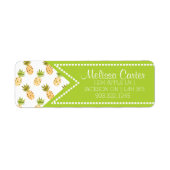Tropische Waterverf Pineappelpatroon Etiket (Voorkant)