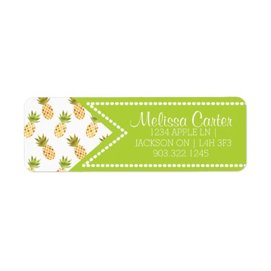 Tropische Waterverf Pineappelpatroon Etiket (Voorkant)