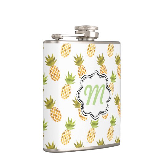 Tropische Waterverf Pineappelpatroon Heupfles (Rechts)