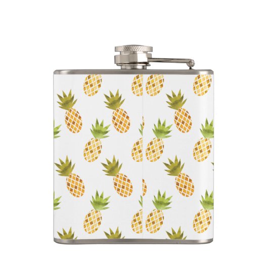 Tropische Waterverf Pineappelpatroon Heupfles (Achterkant)