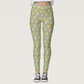 Tropische Waterverf Pineappelpatroon Leggings (Voorkant)