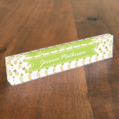 Tropische Waterverf Pineappelpatroon Naambordje (Zijkant)