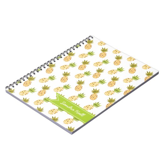 Tropische Waterverf Pineappelpatroon Notitieboek (Linkerzijde)