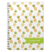 Tropische Waterverf Pineappelpatroon Notitieboek (Voorkant)