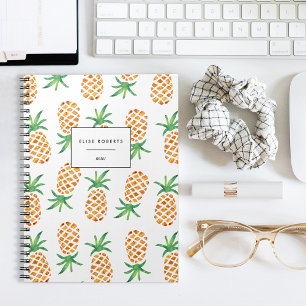 Tropische Waterverf Pineappelpatroon Notitieboek