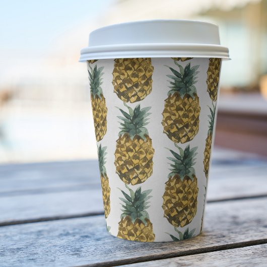Tropische Waterverf Pineappelpatroon Papieren Bekers