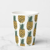 Tropische Waterverf Pineappelpatroon Papieren Bekers (Achterkant)