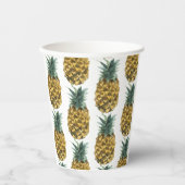 Tropische Waterverf Pineappelpatroon Papieren Bekers (Voorkant)