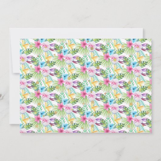 Tropische Waterverf Pineapple Birthday Foto Luau Kaart (Achterkant)